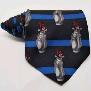 Hunters Bay Blue & Black Striped Golf Classic Tie